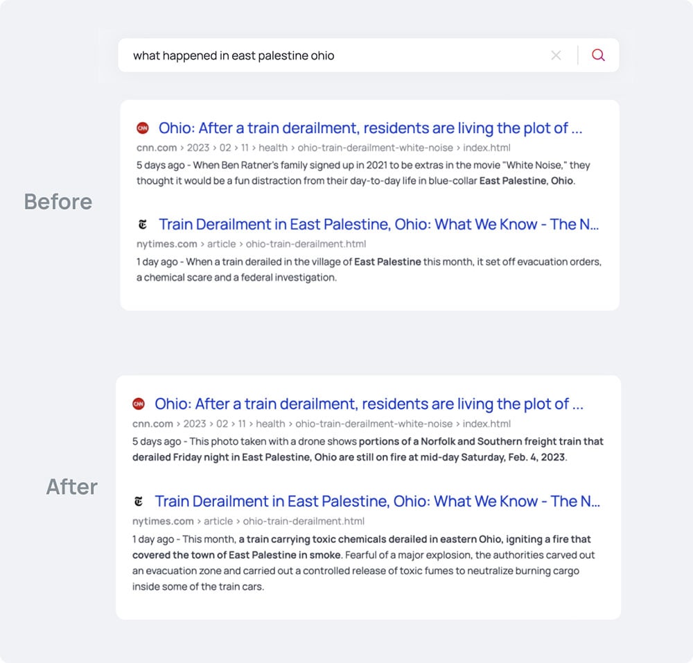'What happened in East Palestine, Ohio?' Before and After.