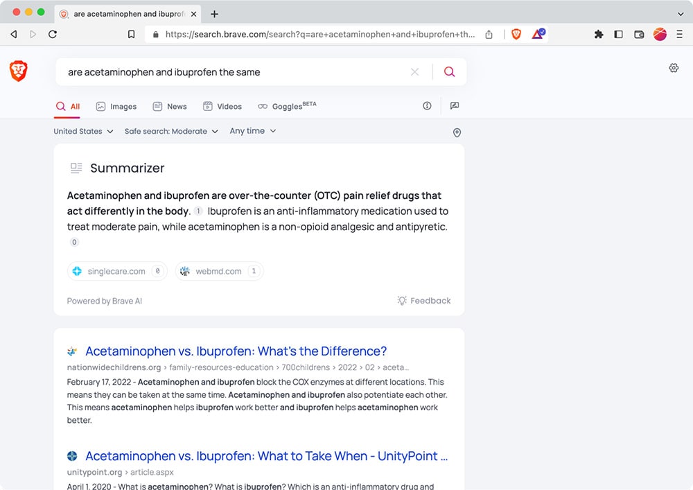 'Are acetaminophen and ibuprofen the same thing?'