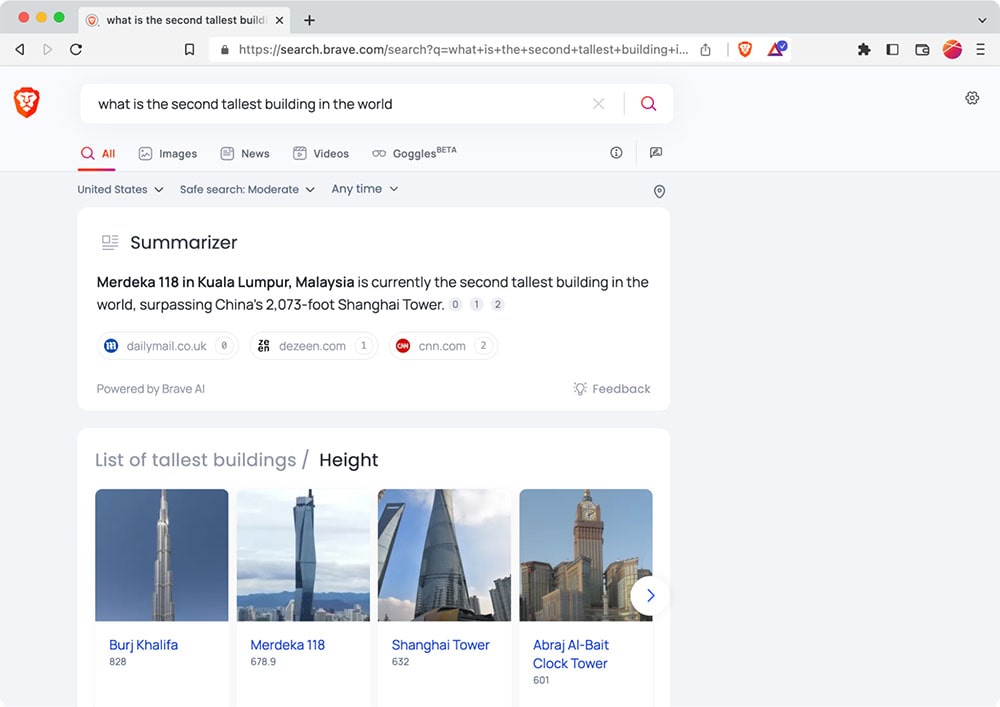 'What is the second tallest building in the world?'