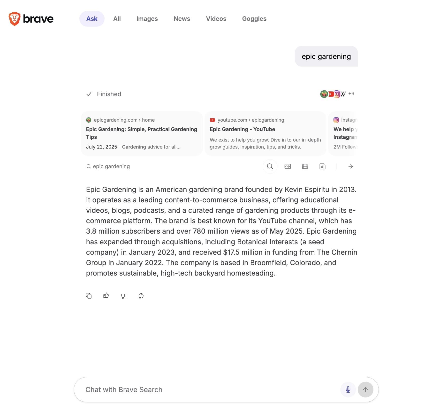 Figure 2: A simple search with navigational intent