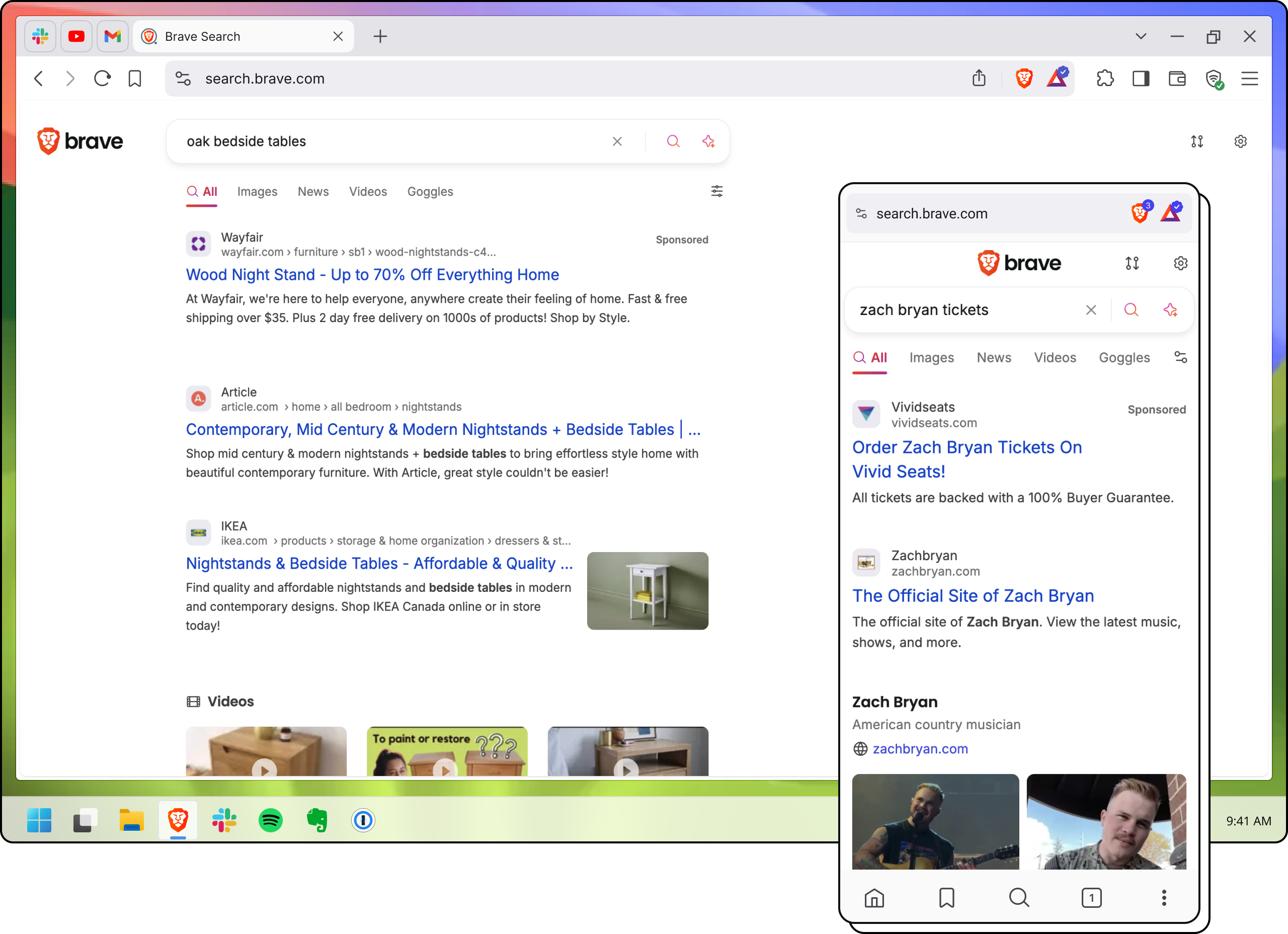 Brave Search results page