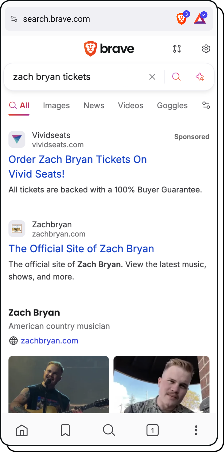 Brave Search results page