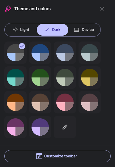 New desktop browser themes