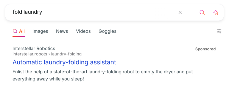 Private Search Ad screenshot
